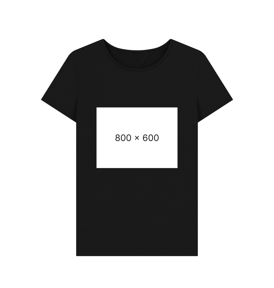 White design on a black T-shirt: Sometimes when there isnt an image already you get a picture of a plain box with the images dimensions written in the center of it